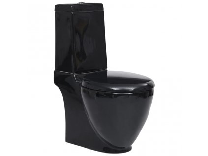 vidaXL Keramické WC kulaté spodní odpad černé