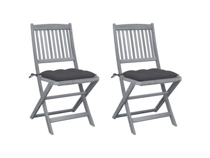 vidaXL Skládací zahradní židle s poduškami 2 ks masivní akáciové dřevo