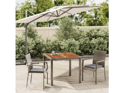 vidaXL 3dílný zahradní jídelní set s poduškami šedý polyratan