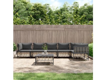 vidaXL 7dílná zahradní sedací souprava s poduškami antracit polyratan