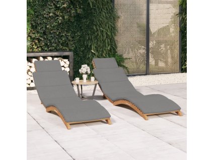 vidaXL Zahradní lehátka 2 ks s poduškami masivní teakové dřevo