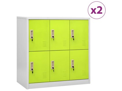 vidaXL Uzamykatelné skříně 2 ks světle šedé a zelené 90x45x92,5cm ocel