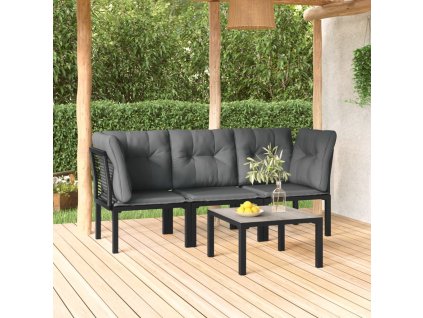 vidaXL 4dílná zahradní sedací souprava černá a šedá polyratan