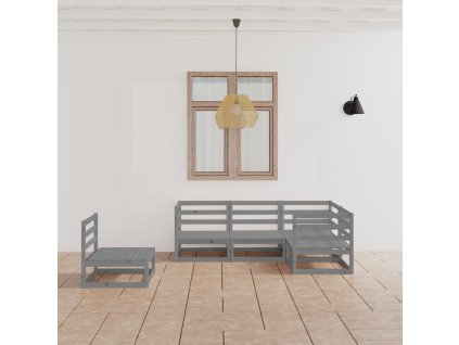 vidaXL 5dílná zahradní sedací souprava šedá masivní borovice