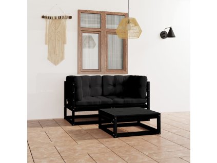 vidaXL 3dílná zahradní sedací souprava s poduškami masivní borovice