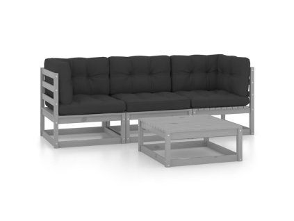 vidaXL 4dílná zahradní sedací souprava s poduškami masivní borovice