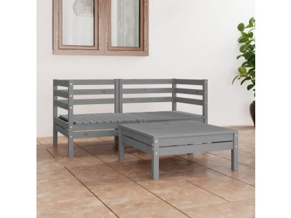 vidaXL 3dílná zahradní sedací souprava šedá masivní borovice