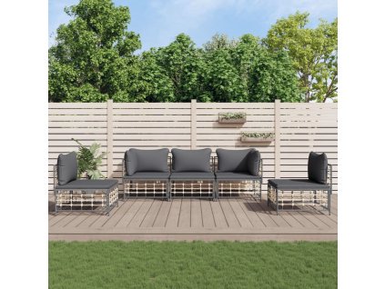 vidaXL 5dílná zahradní sedací souprava s poduškami antracit polyratan