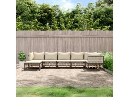 vidaXL 7dílná zahradní sedací souprava s poduškami antracit polyratan