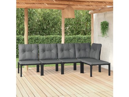 vidaXL 5dílná zahradní sedací souprava černá a šedá polyratan