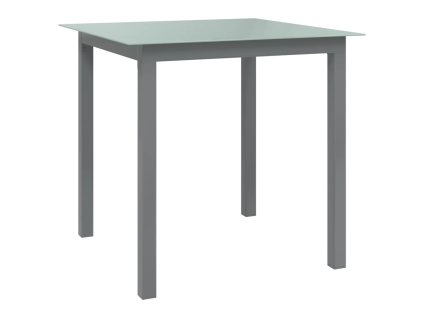 vidaXL Zahradní stůl světle šedý 80 x 80 x 74 cm hliník a sklo