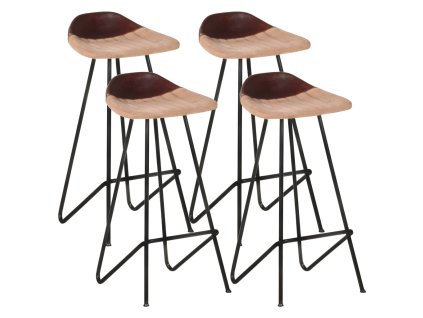 vidaXL Barové stoličky 4 ks hnědé pravá kůže