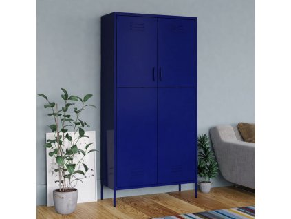 vidaXL Šatní skříň námořnická modř 90 x 50 x 180 cm ocel