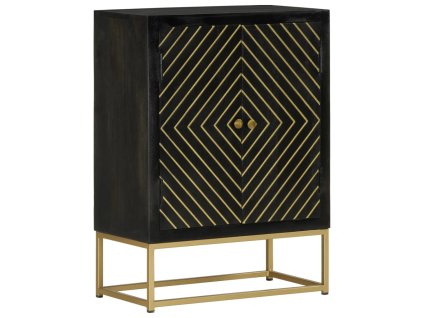 vidaXL Příborník se 2 dvířky černý a zlatý 55x30x75 cm masiv mangovník