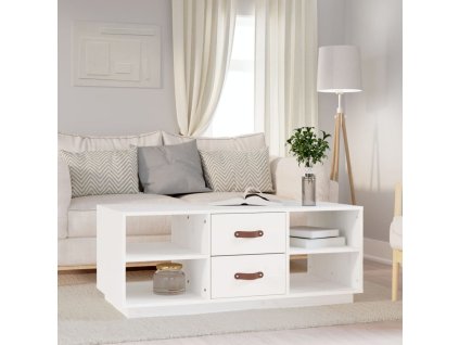 vidaXL Konferenční stolek bílý 100 x 50 x 41 cm masivní borové dřevo