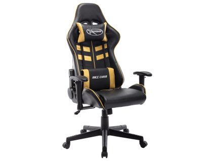 vidaXL Herní židle černá a zlatá umělá kůže