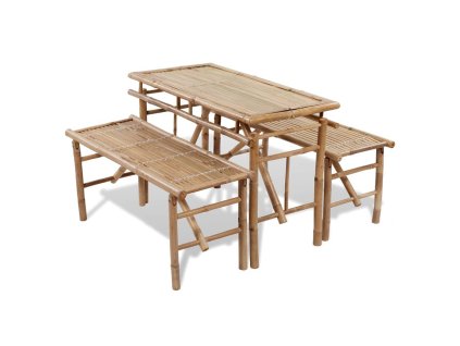 vidaXL Pivní set stůl se 2 lavicemi 100 cm bambusový