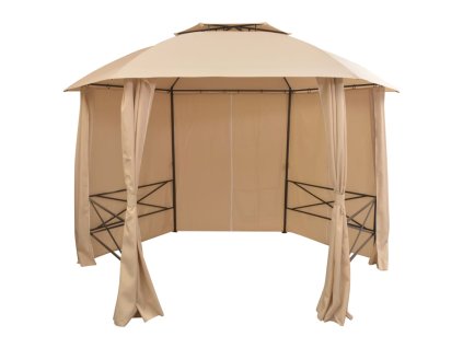 vidaXL Zahradní altán se závěsy šestiúhelníkový 360 x 265 cm