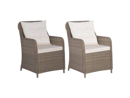 vidaXL Zahradní židle 2 ks s poduškami polyratan hnědé