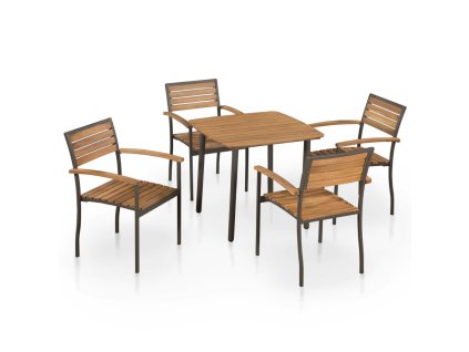 vidaXL 5dílný zahradní jídelní set masivní akáciové dřevo a ocel