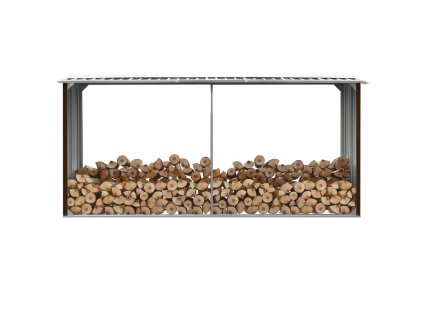 vidaXL Zahradní kůlna na dříví pozinkovaná ocel 330x92x153 cm hnědá