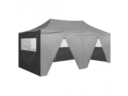 vidaXL Profesionální skládací party stan 4 bočnice 3x6 m ocel antracit