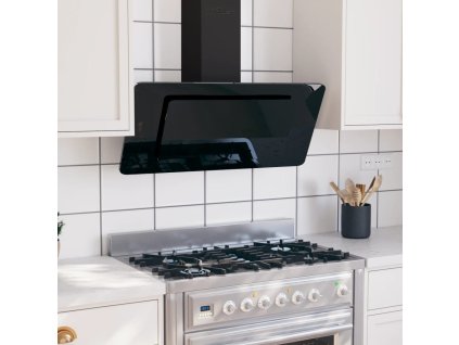 vidaXL Nástěnná digestoř 90 cm nerezová ocel a tvrzené sklo černá