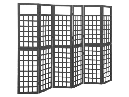 vidaXL 6dílná dělicí stěna / treláž masivní jedle černá 242,5 x 180 cm