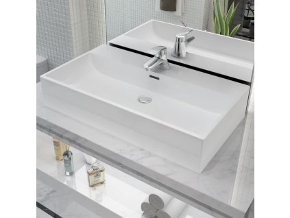 vidaXL Umyvadlo s otvorem na baterii keramické bílé 76x42,5x14,5 cm