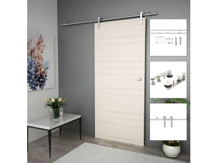 vidaXL Sada příslušenství pro posuvné dveře 183 cm nerez ocel stříbrná
