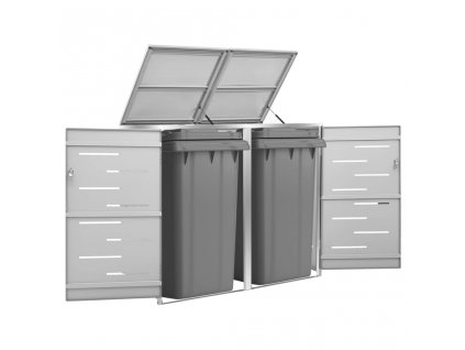 vidaXL Přístřešek na dvě popelnice 138 x 77,5 x 112,5 cm nerezová ocel