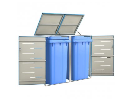 vidaXL Přístřešek na dvě popelnice 138 x 77,5 x 112,5 cm nerezová ocel