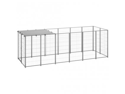 vidaXL Psí kotec stříbrný 330 x 110 x 110 cm ocel