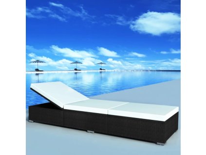 vidaXL Zahradní lehátko s poduškou polyratan černé