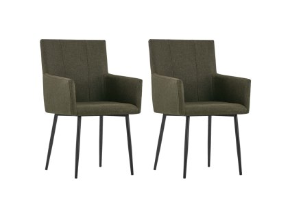 vidaXL Jídelní židle s područkami 2 ks hnědé textil