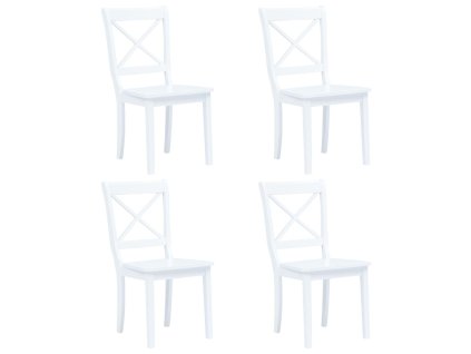 vidaXL Jídelní židle 4 ks bílé masivní kaučukovník