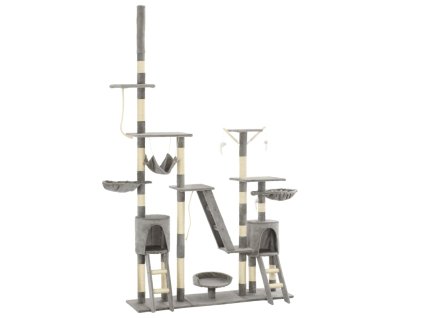 vidaXL Škrabadlo pro kočky se sisalovými sloupky 230–250 cm šedé