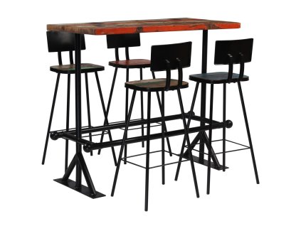 vidaXL 5dílný barový set masivní recyklované dřevo vícebarevný