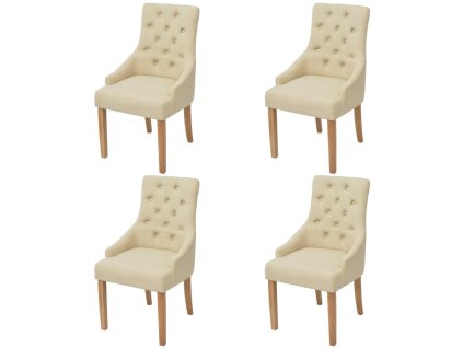 vidaXL Jídelní židle 4 ks krémové textil