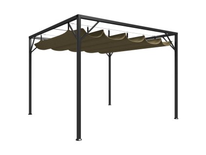 vidaXL Zahradní altán se zatahovací střechou 3 x 3 m taupe 180 g/m²