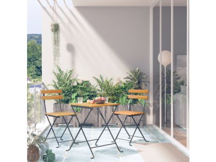 vidaXL 3dílný skládací bistro set masivní akáciové dřevo