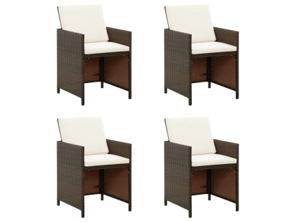 vidaXL Zahradní židle s poduškami 4 ks polyratan hnědé