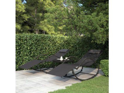 vidaXL Houpací lehátka 2 ks černá ocel a textilen