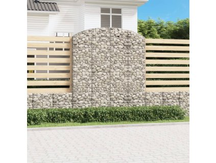 vidaXL Klenutý gabionový koš 200 x 50 x 220/240 cm pozinkované železo