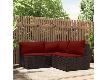 vidaXL 3dílná zahradní sedací souprava s poduškami hnědá polyratan