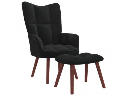 vidaXL Relaxační křeslo se stoličkou černé samet