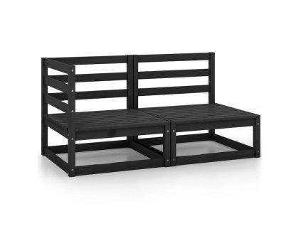 vidaXL 2dílná zahradní sedací souprava černá masivní borovice