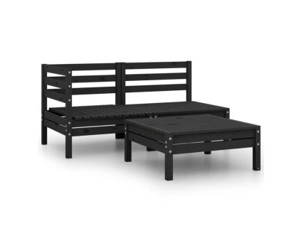 vidaXL 3dílná zahradní sedací souprava masivní borovice černá