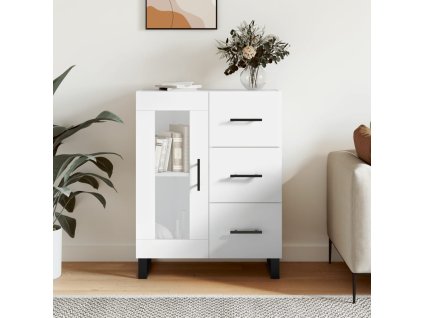 vidaXL Příborník bílý s vysokým leskem 69,5x34x90 cm kompozitní dřevo