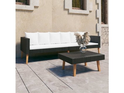 vidaXL 2dílná zahradní sedací souprava s poduškami polyratan černá